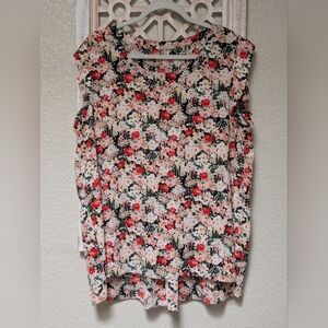 Anthropologie Everleigh womens size large sleeveless blouse tunic floral summer